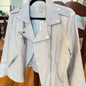 Chicos jacket lt blue distressed size 1 NWT